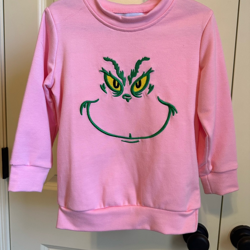 Pink Kids Sweatshirt with Grinch Design 4T